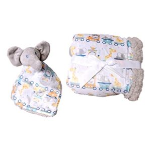 SONA G DESIGNS Lovey with Plush Security Blanket for Newborn Infant Baby (Gray Elephant Set)