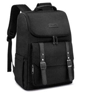 zalupri work laptop backpack for men, 15.6 inch travel backpack stylish teacher backpack casual daypack laptop bag with usb charing port, black