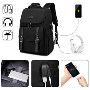 zalupri Work Laptop Backpack for Men, 15.6 inch Travel Backpack Stylish Teacher Backpack Casual Daypack laptop Bag with USB Charing Port, Black