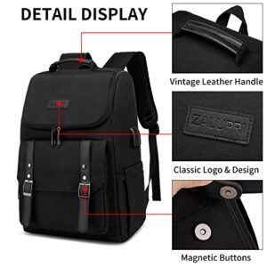 zalupri Work Laptop Backpack for Men, 15.6 inch Travel Backpack Stylish Teacher Backpack Casual Daypack laptop Bag with USB Charing Port, Black