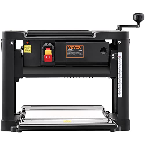 VEVOR Thickness Planer, Two-Blade, 13" Width Worktable Benchtop Planer, 15-Amp 1800W Powerful Motor, 12" Extended Infeeding Table, Low Noise for both hard & soft wood material removal