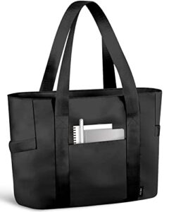 prite tote bag for women weekender bag with laptop compartment for work nurse school travel gym (black)