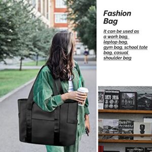 Prite Tote Bag for Women Weekender Bag with Laptop Compartment for Work Nurse School Travel Gym (Black)