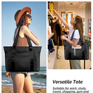 Prite Tote Bag for Women Weekender Bag with Laptop Compartment for Work Nurse School Travel Gym (Black)