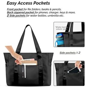 Prite Tote Bag for Women Weekender Bag with Laptop Compartment for Work Nurse School Travel Gym (Black)