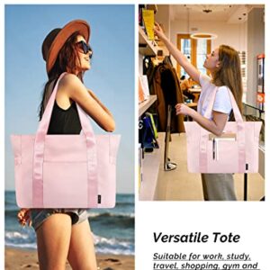 Prite Tote Bag for Women Weekender Bag with Laptop Compartment for Work Nurse School Travel Gym (Pink)