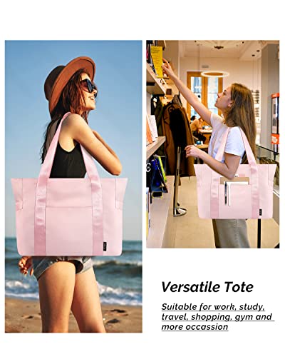 Prite Tote Bag for Women Weekender Bag with Laptop Compartment for Work Nurse School Travel Gym (Pink)