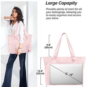 Prite Tote Bag for Women Weekender Bag with Laptop Compartment for Work Nurse School Travel Gym (Pink)