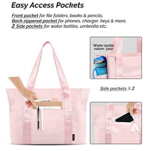 Prite Tote Bag for Women Weekender Bag with Laptop Compartment for Work Nurse School Travel Gym (Pink)