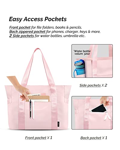 Prite Tote Bag for Women Weekender Bag with Laptop Compartment for Work Nurse School Travel Gym (Pink)