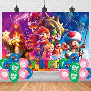 mario movie 2023 backdrop birthday banner for mario movie 2023 birthday party supplies mario movie 2023 photograph background photo booth 5x3ft