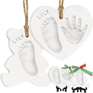 baby hand and footprint kit - dog paw print kit, personalized baby footprint kit, baby handprint ornament kit, clay handprint ornament kit for babies, baby shower gifts for boys, girls (with love)