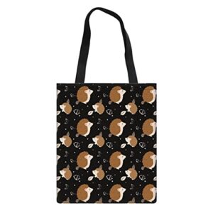 costaric women's retro large size canvas shoulder bag reusable crossbody handbag,shopping cloth bags casual tote bag,brown hedgehog