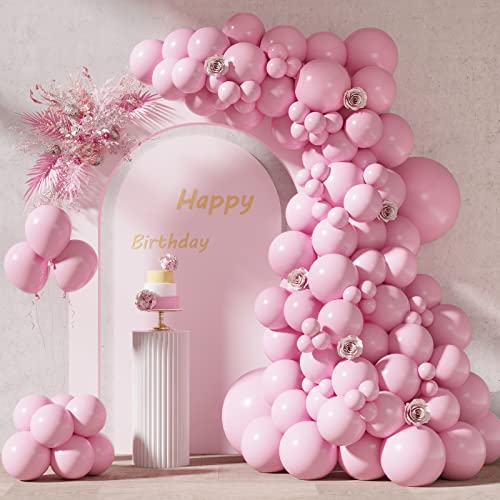 RUBFAC 87pcs Pastel Pink Balloons Different Sizes 18 12 10 5 Inches for Garland Arch, Premium Pink Latex Balloons for Girl Birthday Party Wedding Baby Shower Bridal Shower Decorations