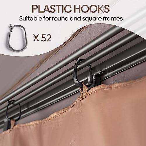 Akeacubo Patio Mosquito Netting for Gazebo 10'x12' - Outdoor Patio Netting Screen for Porch, Universal Replacement Mosquito Curtains with Zipper, Durable 4-Panel Mosquito Screen for Patio (Brown)
