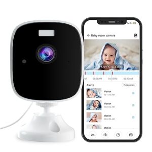 2k wi-fi security camera for baby monitor, wired 4mp qhd indoor video camera, color night vision, ai motion detection, two-way audio, cloud & sd card storage - works w/alexa & google assistant