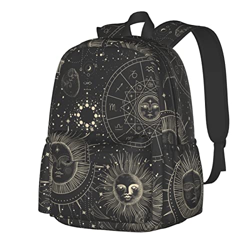 Sun Moon Backpack Book Bags Lightweight Casual Laptop Backpacks Travel Daypack For Man Woman