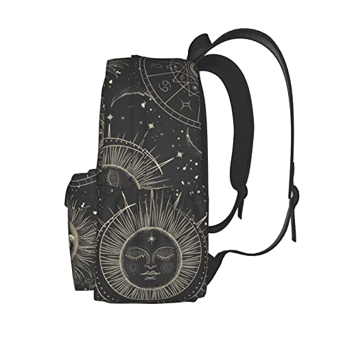 Sun Moon Backpack Book Bags Lightweight Casual Laptop Backpacks Travel Daypack For Man Woman