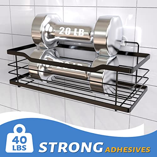 BTSD-home Shower Caddy Bathroom Organizer 2 Pack Rustproof Shower Shelf Rack Adhesive Shower Shelves with 4 Hooks, Stainless Steel No Drilling for Home Decor Bathroom Accessories Essentials