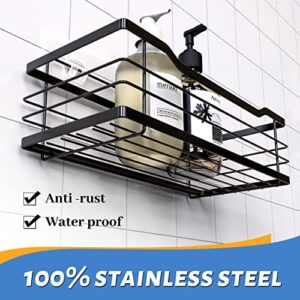 BTSD-home Shower Caddy Bathroom Organizer 2 Pack Rustproof Shower Shelf Rack Adhesive Shower Shelves with 4 Hooks, Stainless Steel No Drilling for Home Decor Bathroom Accessories Essentials