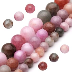 youngbling natural gemstone beads for jewelry making,8mm rainbow stone jade polished round smooth stone beads,genuine real stone beads for bracelet necklace 15 inch(rainbow stone,8mm)