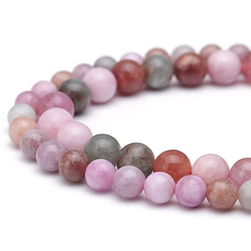 Youngbling Natural Gemstone Beads for Jewelry Making,8mm Rainbow Stone Jade Polished Round Smooth Stone Beads,Genuine Real Stone Beads for Bracelet Necklace 15 Inch(Rainbow Stone,8mm)