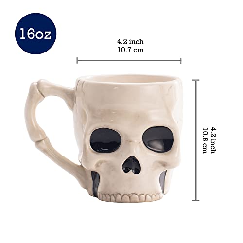 Bico Halloween Skull Ceramic 16oz Mugs, for coffee, tea, hot chocolate, Microwave and Dishwasher Safe