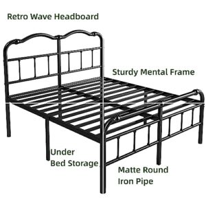 RLDVAY Cal King Bed Frame with Headboard and Footboard, 18 Inch High, Heavy Duty California King Bed Frame with Headboard, No Box Spring Needed, Under Bed Storage, Easy Assembly, Noise-Free, Black