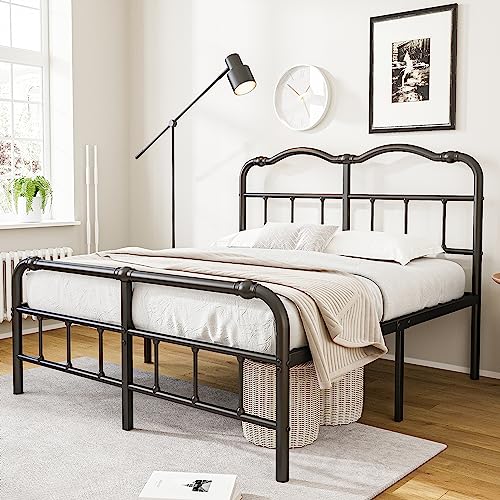 RLDVAY Cal King Bed Frame with Headboard and Footboard, 18 Inch High, Heavy Duty California King Bed Frame with Headboard, No Box Spring Needed, Under Bed Storage, Easy Assembly, Noise-Free, Black