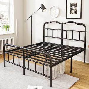 RLDVAY Cal King Bed Frame with Headboard and Footboard, 18 Inch High, Heavy Duty California King Bed Frame with Headboard, No Box Spring Needed, Under Bed Storage, Easy Assembly, Noise-Free, Black