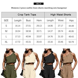 AUTOMET Women Summer Clothes 2023 Fashion Two 2 Piece Outfits Sexy Linen Matching Sets Lounge Shorts Boho Crop Tops Vacation Beachwear