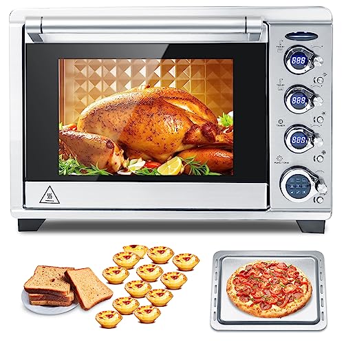 spoonlemon Air Fryer Toaster Oven Combo, 9-in-1 38QT Convection Countertop Oven, Smart Stainless Steel Oven Air Fryer with 75 Recipes & Accessories for 6-Slice Toast 12'' Pizza for Family Feasts