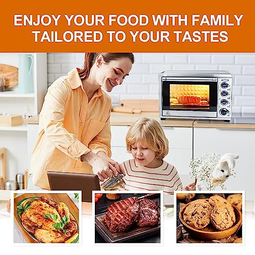 spoonlemon Air Fryer Toaster Oven Combo, 9-in-1 38QT Convection Countertop Oven, Smart Stainless Steel Oven Air Fryer with 75 Recipes & Accessories for 6-Slice Toast 12'' Pizza for Family Feasts