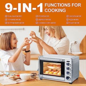 spoonlemon Air Fryer Toaster Oven Combo, 9-in-1 38QT Convection Countertop Oven, Smart Stainless Steel Oven Air Fryer with 75 Recipes & Accessories for 6-Slice Toast 12'' Pizza for Family Feasts