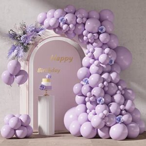 RUBFAC 87pcs Pastel Purple Balloons Different Sizes 18 12 10 5 Inches for Garland Arch, Premium Purple Latex Balloons for Birthday Party Wedding Baby Shower Bridal Shower Decorations