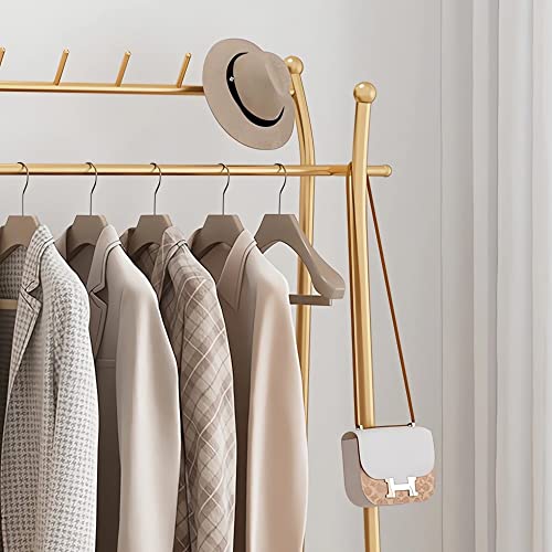 KaKaBB Gold Clothing Racks for Hanging Clothes, Heavy Duty Garment Rack, Rolling Clothes Rack with Storage Shelf on Wheels, Organizer Closet, Golden(31.5in)