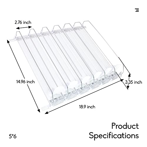 CNDSE Drink Organizer for Fridge,Spring Loaded Soda Can Organizer,Width-adjustable Push Rod Slide Rail Drink Dispenser for Fridge,White（14.96in-6）