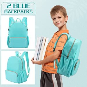 Cunno 2 Pcs Nylon Preppy Backpack for School Waterproof Lightweight Backpack Unisex Backpack for Teenage, Kids, Students (Blue)