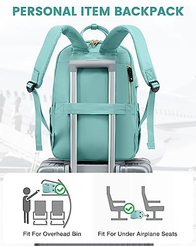 LOVEVOOK Backpack for Women Men, Laptop Bag 15.6 Inch Computer Back Pack with USB Port for Traveling Work Business, Waterproof Personal Item Travel Backpack Purse Casual Daily Nurse Bag, Mint Green