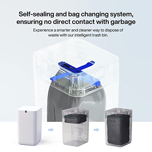 Airdeer Automatic Trash Can, 4 Gallon Self Sealing and Self-Changing Smart Trash Can, Motion Sensor, Touchless Garbage can with lid for Kitchen Bathroom Office, 6 Refill Bag Rings(Golden line)