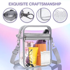 Clear Messenger Bag Stadium Approved,Clear Purse,Clear Crossbody Shoulder Bag with Adjustable Strap for Concerts, Sports Events Clear Bag(gray)