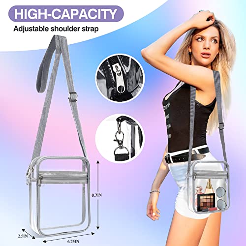 Clear Messenger Bag Stadium Approved,Clear Purse,Clear Crossbody Shoulder Bag with Adjustable Strap for Concerts, Sports Events Clear Bag(gray)