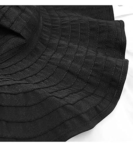 Floppy Sun Hat with Ponytail Hole for Women, Packable Shapable Sun Beach Visor Hats for Women Travel Black