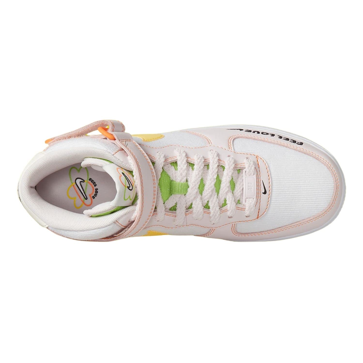 Nike Women's Air Force 1 '07 Mid Shoes, White/Opti Yellow-pearl Pink, 7.5