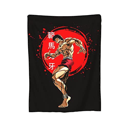 Anime Baki The Grappler Blanket Tapestry Sofa Office Bedroom Throw Blankets Super Soft Cozy Microfiber Blanket Bedding 60"X50"