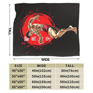 Anime Baki The Grappler Blanket Tapestry Sofa Office Bedroom Throw Blankets Super Soft Cozy Microfiber Blanket Bedding 60"X50"