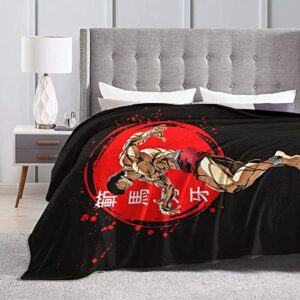 Anime Baki The Grappler Blanket Tapestry Sofa Office Bedroom Throw Blankets Super Soft Cozy Microfiber Blanket Bedding 60"X50"