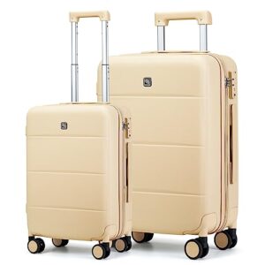 hanke hard shell luggage sets 2 piece large suitcase traveler's choice tsa luggage hard shell suitcases checked luggage with spinner wheels 20/26 inch (cuba sand)