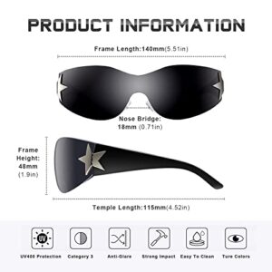 Eiuizah Y2k Sunglasses for Women Men Shield Wrap Around Fashion Sunglasses Trendy Oversized Frameless Sun Glasses