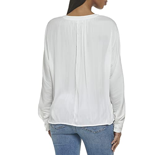 Calvin Klein Women's Blouse Wide Cuff Sherred Front, Soft White
